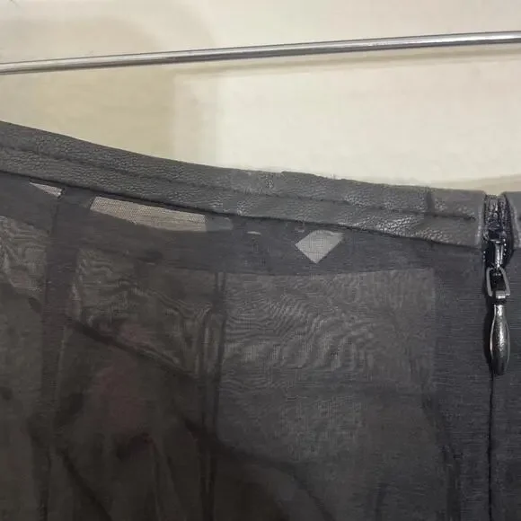 Revolve St. Agni Sheer long Leather Trim Skirt black size XXS NWT $429msrp